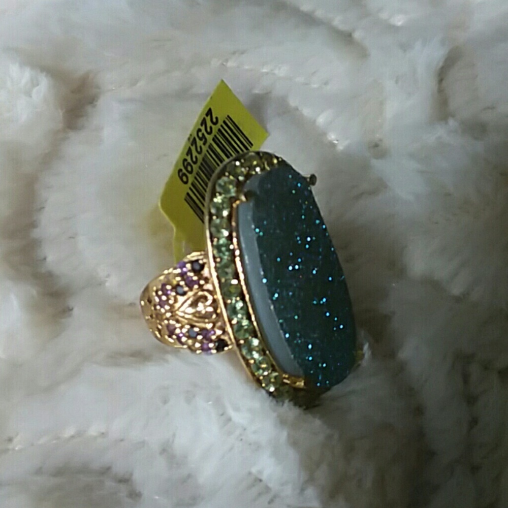 Beautiful Druzy Gold over Sterling Silver